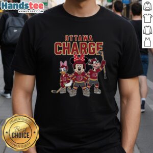 Nice Ottawa Charge cartoon team ice hockey t-shirt featuring vibrant graphics and a playful design for fans.