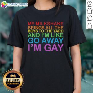 Vintage ladies tee featuring 'My Milkshake Brings All The Boys' design for LGBT Pride Month celebration.
