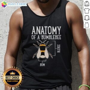 Official Anatomy of a Bumblebee Tank Top featuring detailed bumblebee illustrations on a stylish black background.