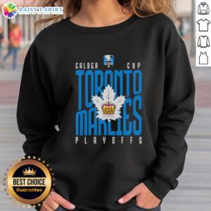 Top Toronto Marlies Calder Cup Playoffs sweatshirt showcasing team colors and logo for AHL fans and supporters.