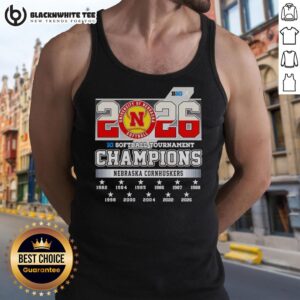 Premium Nebraska Cornhuskers 2026 Big Ten Softball Tournament Champions tank top featuring vibrant team colors and logo.