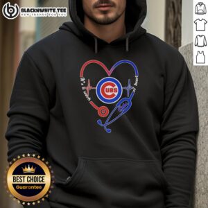 Awesome Chicago Cubs stethoscope heartbeat hoodie showcasing a unique design for baseball fans and medical professionals.