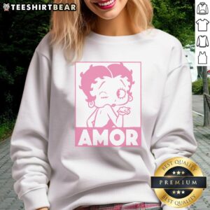Good Betty Boop Amor Wink Kiss Sweatshirt featuring a playful cartoon design and vibrant colors, perfect for fans.