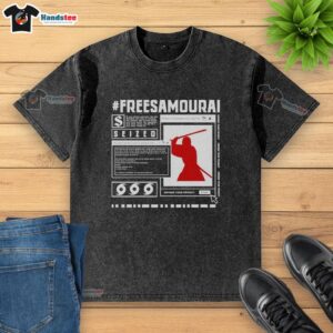 Premium Free Samourai Seized T-Shirt featuring Cyberpunk 2077 Samurai design, perfect for privacy and gaming fans.