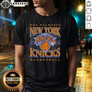 Pretty New York Knicks Basketball NBA Playoffs 2026 retro hoop t-shirt featuring vibrant team colors and logo.