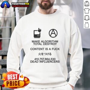 Good Make Algorithm Total Destroy Content Sweatshirt in black, showcasing a bold graphic design and comfortable fit.
