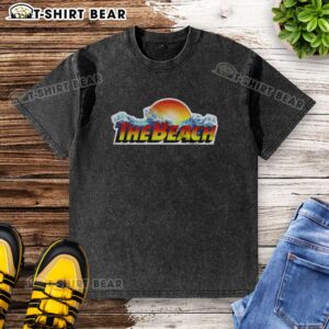 Good The Beach Waterpark logo on a washed t-shirt, featuring vibrant colors and a fun beach theme.