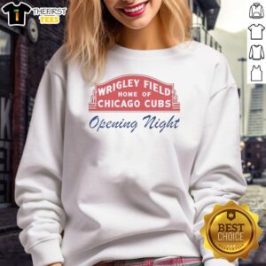 Vintage Wrigley Field sweatshirt celebrating Chicago Cubs Opening Night, featuring classic design and vibrant colors.