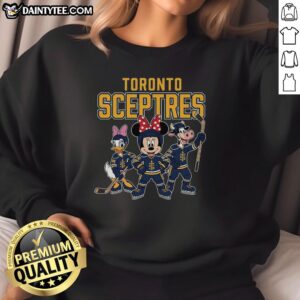 Alt Text: Cartoon team ice hockey sweatshirt featuring Nice Toronto scepters design, perfect for fans and players alike.
