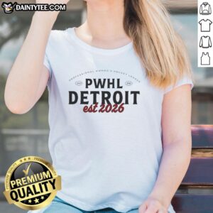 Nice Detroit Est 2026 Professional Women's Hockey League ladies tee showcasing team spirit and style.