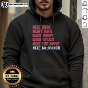 Nathan MacKinnon Mack List Colorado Avalanche hoodie featuring team colors and logo for fans and collectors.