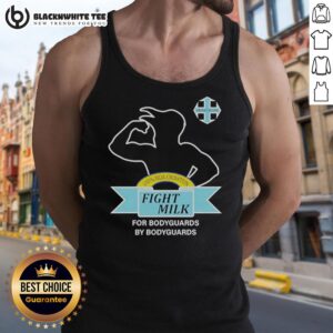 Fight Milk tank top from 'It's Always Sunny in Philadelphia,' designed by bodyguards for bodyguards, featuring bold graphics.