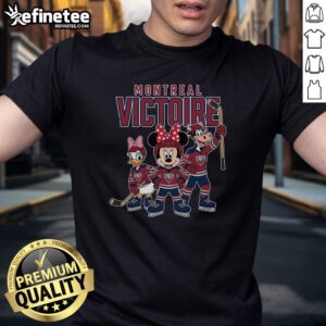 Good Montreal Victoire Mickey Mouse cartoon team ice hockey T-shirt featuring vibrant design and playful graphics.