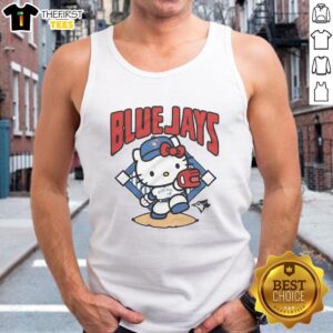 Cute Hello Kitty tank top featuring Toronto Blue Jays design, perfect for fans and summer outfits.