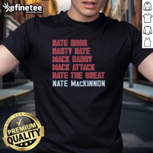 Good Nathan Mackinnon Mack List Colorado Avalanche T-Shirt featuring vibrant team colors and player graphics.