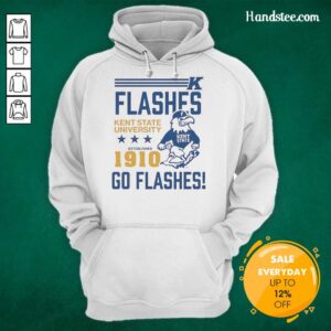 Premium Kent State Golden Flashes hoodie, established 1910, featuring bold graphics and a cozy design for fans. Go Flashes!