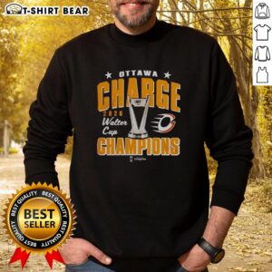 Alt Text: Hot Ottawa Charge 2026 PWHL Walter Cup Champions sweatshirt featuring team logo and vibrant design.