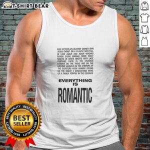 Model wearing a Good Everything Is Romantic Tank Top in a sunny outdoor setting, showcasing a trendy summer style.