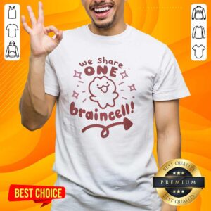Alt Text: Premium We Share One Braince T-Shirt featuring a creative design, perfect for fans of unique graphic tees.