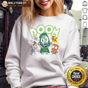 Premium Doom Generation Dr. Doom sweatshirt featuring a stylish design for Marvel fans, perfect for casual wear.