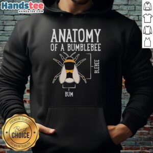 Original Anatomy of a Bumblebee Hoodie featuring detailed bumblebee illustrations and a stylish design for nature lovers.
