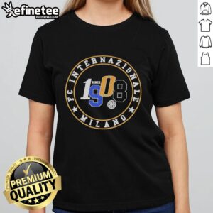 Original FC Internazionale Milano Since 1908 ladies tee featuring the iconic club logo and stylish design.