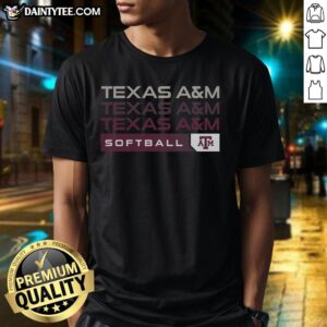 Awesome Texas A&M Aggies College Softball Hype T-Shirt featuring bold graphics and vibrant colors for fans and players.