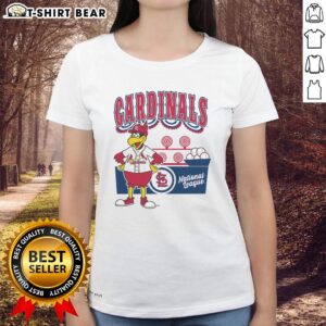 Alt Text: Top Mitchell & Ness cream St. Louis Cardinals step back up ladies tee featuring stylish design and team logo.