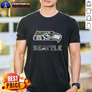 Awesome Seattle Seahawks NFL logo t-shirt featuring vibrant Seattle sports team graphics for fans and collectors.