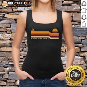 Good Seaside Panic Tour 75 tank top featuring vibrant beach graphics and a stylish design for summer outings.