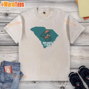 Alt Text: Nice Coastal Carolina 365 Days of Teal washed t-shirt, perfect for casual beachwear and coastal lifestyle fashion.