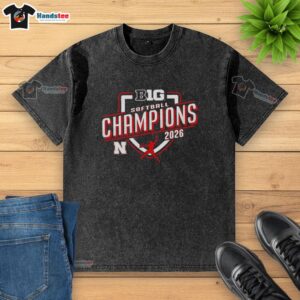 2026 Official Nebraska Huskers Softball Champions washed t-shirt in red, showcasing team pride and sporty style.