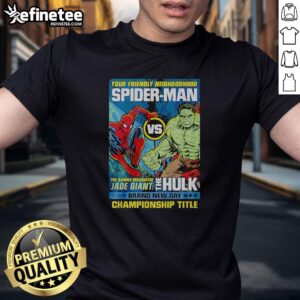 Hot Spider Man and The Hulk championship title t-shirt design showcasing vibrant superhero graphics and bold colors.