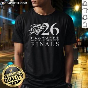Alt Text: Good OKC Thunder Wincraft 2026 Western Conference Finals T-Shirt featuring team colors and logo, perfect for fans.