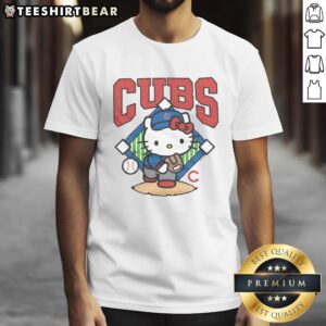Cute Chicago Cubs Hello Kitty T-Shirt featuring a playful design perfect for baseball fans and Hello Kitty lovers.