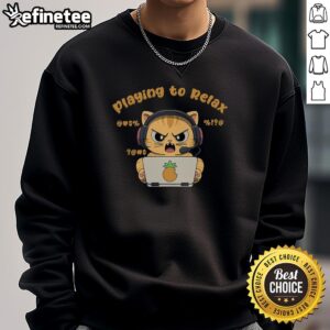 Funny angry cat sweatshirt design featuring a relaxed cat playing, perfect for cat lovers and cozy wear.