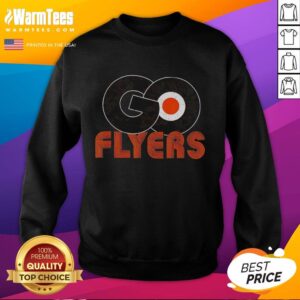 Alt Text: Nice Philadelphia Flyers Ice Hockey sweatshirt featuring the Let's Go Flyers logo in vibrant colors.