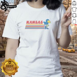 Alt Text: Vintage Ladies Tee featuring Official Kansas Leggy Jay design, perfect for fans and casual wear, showcasing a stylish look.