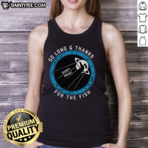 Premium So Long Thanks For The Fish Tank Top featuring a playful fish graphic, perfect for casual summer wear.