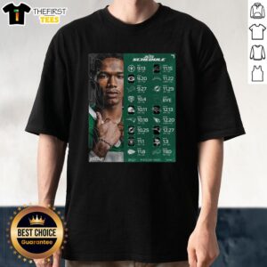 Alt Text: Hot New York Jets NFL 2026 season schedule t-shirt featuring all kickoff times, perfect for fans.