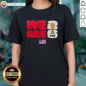 Premium We Are USA X FIFA World Cup 2026 ladies tee featuring stylish design in red, white, and blue colors.