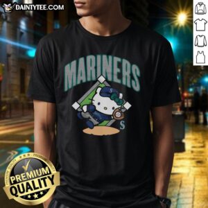 Cute Seattle Mariners Hello Kitty T-Shirt featuring a playful design perfect for baseball fans and Hello Kitty lovers.