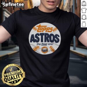 Alt Text: Awesome Houston Astros MLB x Topps Baseball The Real One T-shirt featuring vibrant team colors and logo.