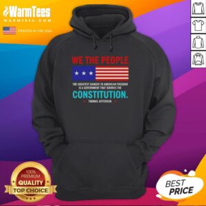 Premium hoodie with 'The Greatest Danger to American Freedom Is a Government That Ignores' printed on it.