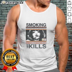 Retro manga anime graphic style tank top featuring 'Pretty Smoking Kills' design, perfect for anime and streetwear fans.