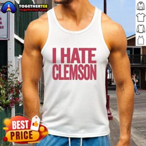 Good Greg Clark I Hate Clemson tank top featuring bold text design, perfect for passionate fans and unique style.