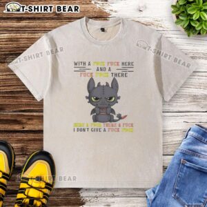 Alt Text: Awesome Toothless dragon wearing a fun Fck Fck washed t-shirt, showcasing a playful and whimsical design.