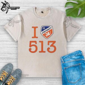 Good Ted Karras FC Cincinnati 513 Day logo washed t-shirt in vibrant colors, perfect for fans of Cincinnati soccer.