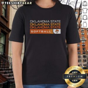 Good Oklahoma State Cowboys College Softball hype ladies tee featuring vibrant team colors and stylish design.