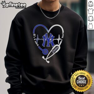 Official New York Yankees stethoscope heartbeat sweatshirt, perfect for fans showing love for baseball and healthcare.